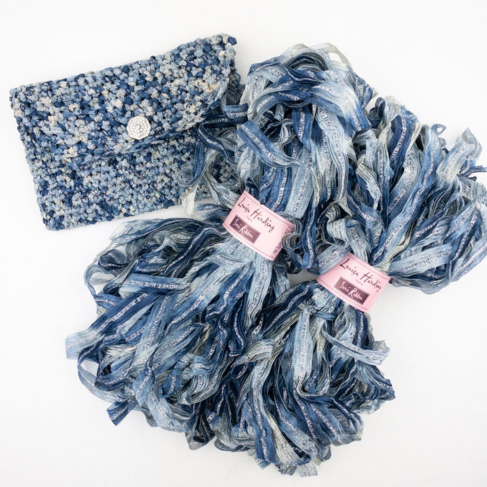 Crocheted Clutch Crochet Kit | Louisa Harding Sari Ribbon & Crochet Pattern (#336)