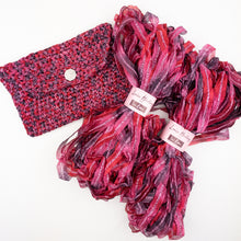 Load image into Gallery viewer, Crocheted Clutch Crochet Kit | Louisa Harding Sari Ribbon & Crochet Pattern (#336)