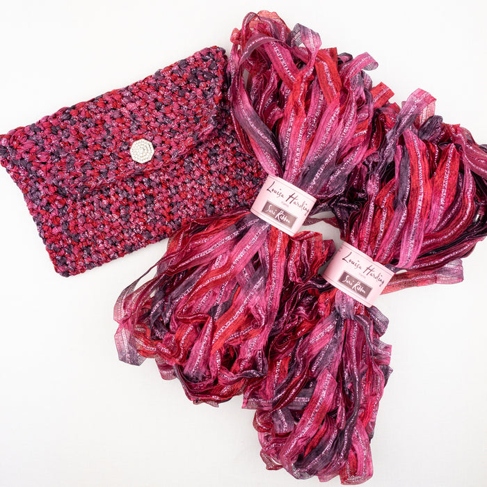 Crocheted Clutch Crochet Kit | Louisa Harding Sari Ribbon & Crochet Pattern (#336)