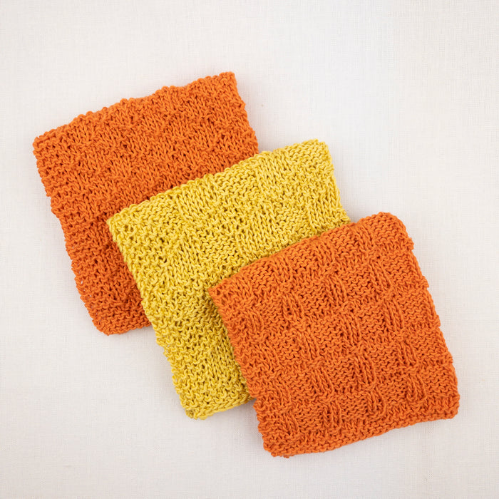 Wave Washcloth Knitting Kit | Solo Lino & Knitting Patterns (#212 A, B, & C)