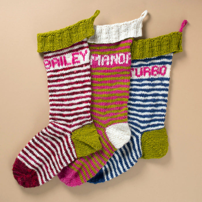 Striped Holiday Stocking Knitting Kit | Manos del Uruguay Wool Clasica & Knitting Pattern (#111)