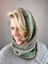 Load image into Gallery viewer, Linen Stitch Cowl (Cardiff &amp; Zauberball version) Knitting Kit | Cardiff Small Cashmere, Zauberball Crazy &amp; Knitting Pattern (#228)
