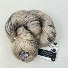 Load image into Gallery viewer, Vertical Feather & Fan Cowl Knitting Kit | Hand Maiden Camelspin & Knitting Pattern (#192F)