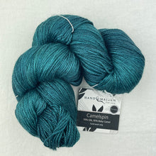 Load image into Gallery viewer, Vertical Feather & Fan Cowl Knitting Kit | Hand Maiden Camelspin & Knitting Pattern (#192F)