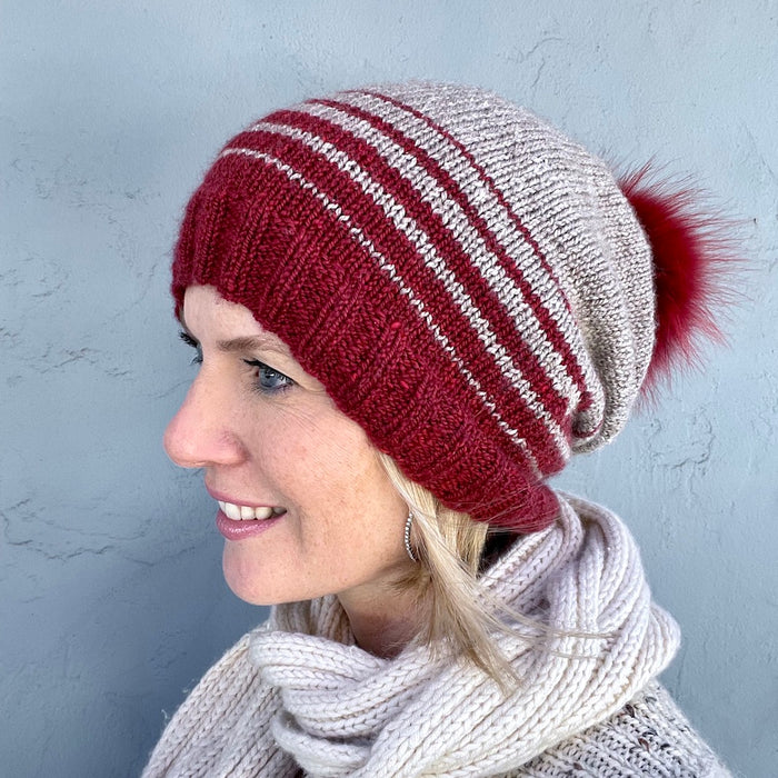 Acadia Striped Hat Knitting Kit | The Fibre Company Acadia & Knitting Pattern (#304)