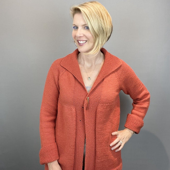 Easy Gathered Cardigan (Size Large) Knitting Kit | Aurora 8 & Knitting Pattern (#126)
