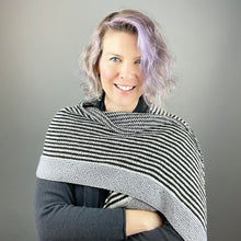 Load image into Gallery viewer, Off-Center Striped Shawlette Knitting Kit | Queensland United & Knitting Pattern (#293)