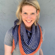 Load image into Gallery viewer, Off-Center Striped Shawlette Knitting Kit | Queensland United & Knitting Pattern (#293)