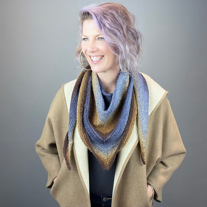 Easy Garter Edge Shawlette Knitting Kit | Freia Handpaints Superwash Merino Silk Sport & Knitting Pattern (#321)