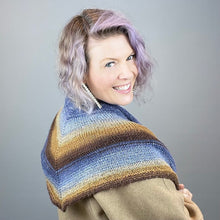 Load image into Gallery viewer, Easy Garter Edge Shawlette Knitting Kit | Freia Handpaints Superwash Merino Silk Sport & Knitting Pattern (#321)