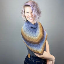 Load image into Gallery viewer, Easy Garter Edge Shawlette Knitting Kit | Freia Handpaints Superwash Merino Silk Sport & Knitting Pattern (#321)
