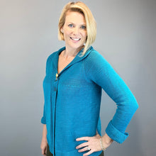 Load image into Gallery viewer, Easy Gathered Cardigan (Size Extra Large) Knitting Kit | Aurora 8 & Knitting Pattern (#126)