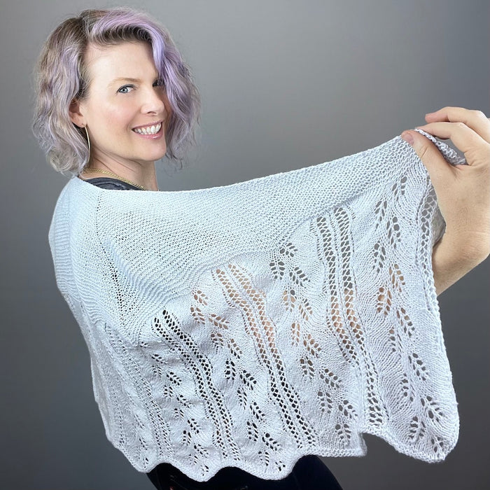 Staggered Fern Shawlette Knitting Kit | Jade Sapphire Sylph & Knitting Pattern (#272)
