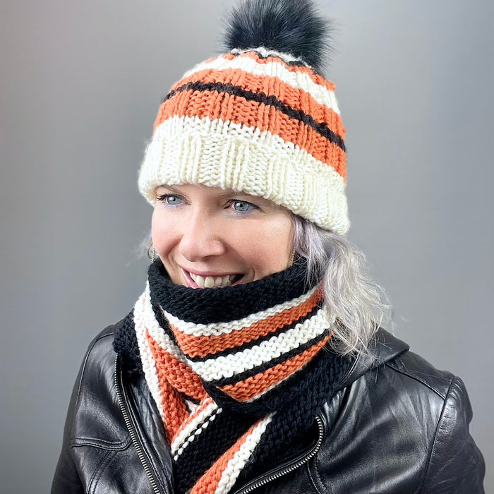 Game Day Striped Scarf Knitting Kit | Cascade 128 Superwash & Knitting Pattern (#281B)