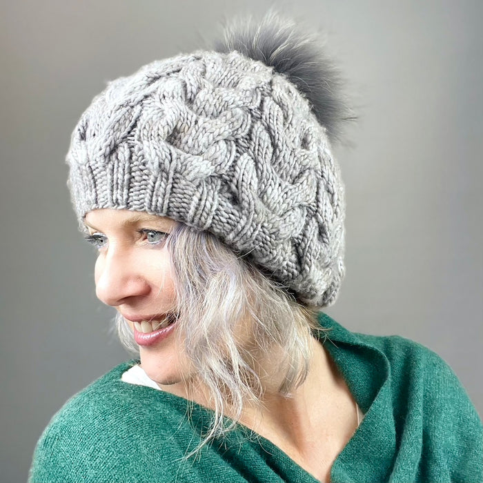 Horseshoe Cabled Beret Knitting Kit | Malabrigo Worsted & Knitting Pattern (#209)