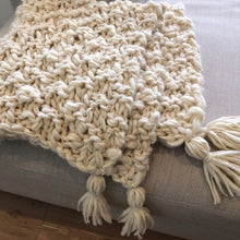 Load image into Gallery viewer, Snuggle Up Tassel Blanket | Knit Collage Sister