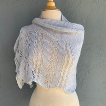 Load image into Gallery viewer, Staggered Fern Shawlette Knitting Kit | Jade Sapphire Sylph & Knitting Pattern (#272)