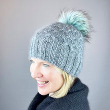 Load image into Gallery viewer, Allover Cabled Hat (Peeeps Version) Knitting Kit | Jade Sapphire Peeeps & Knitting Pattern (#299)