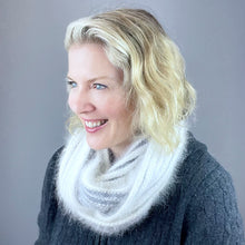 Load image into Gallery viewer, Angora Horizontal Ribbed Cowl (small version) Knitting Kit | Galler Belangor, Artyarns Merino Cloud, & Knitting Pattern (#316)
