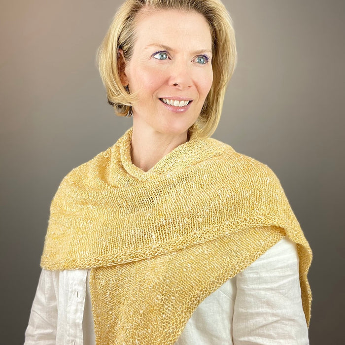 Easy Garter Edge Shawlette Knitting Kit | Tussah Tweed & Knitting Pattern (#321B)