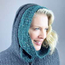 Load image into Gallery viewer, Windowpane Cowl (Short & Stout Version) Knitting Kit | Shibui Lunar, Artyarns Beaded Mohair and Sequins & Knitting Pattern (#291)