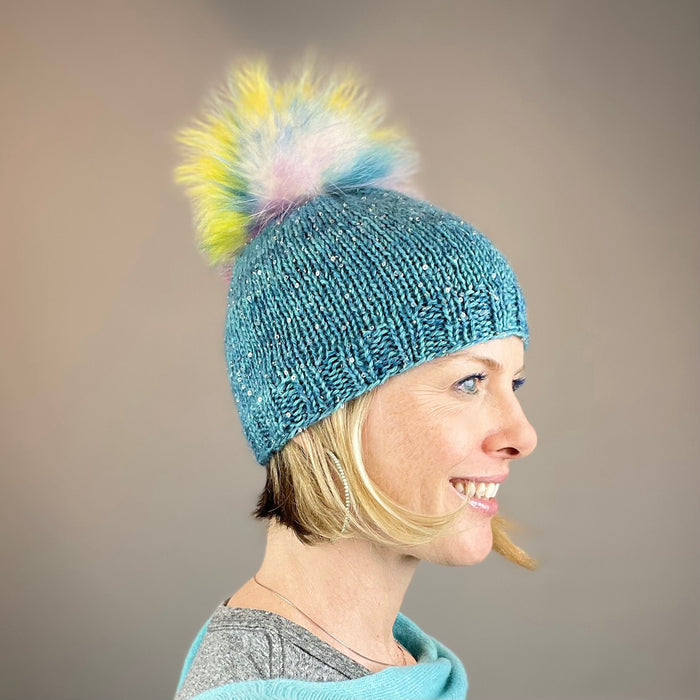 Sparkle Beanie Knitting Kit | The Fibre Company Road to China Light, Artyarns Beaded Mohair and Sequins, & Knitting Pattern (#376)