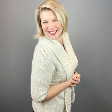 Load image into Gallery viewer, Oversized Shawl Collar Cardigan Knitting Kit | Katia Pluma Cotton & Knitting Pattern (#351B)
