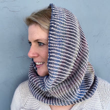 Load image into Gallery viewer, Linen Stitch Cowl (Cardiff & Zauberball version) Knitting Kit | Cardiff Cashmere Small, Zauberball Crazy & Knitting Pattern (#228)