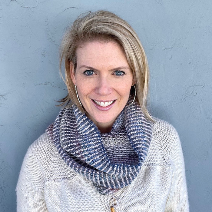 Linen Stitch Cowl (Cardiff & Zauberball version) Knitting Kit | Cardiff Cashmere Small, Zauberball Crazy & Knitting Pattern (#228)