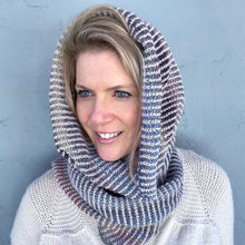 Load image into Gallery viewer, Linen Stitch Cowl (Cardiff & Zauberball version) Knitting Kit | Cardiff Cashmere Small, Zauberball Crazy & Knitting Pattern (#228)