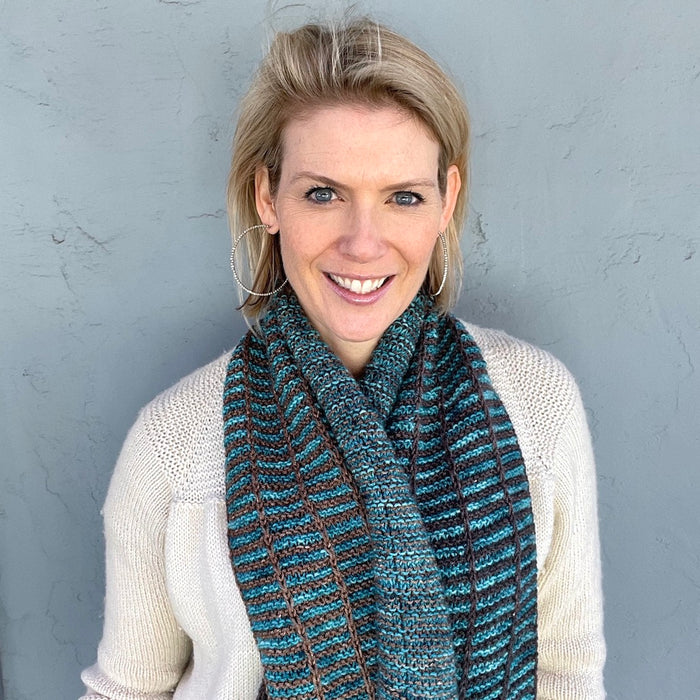 Slip Stitch Scarf Knitting Kit | Jade Sapphire 6-Ply Mongolian Cashmere, Freia Superwash Merino Silk Sport & Knitting Pattern (#089)