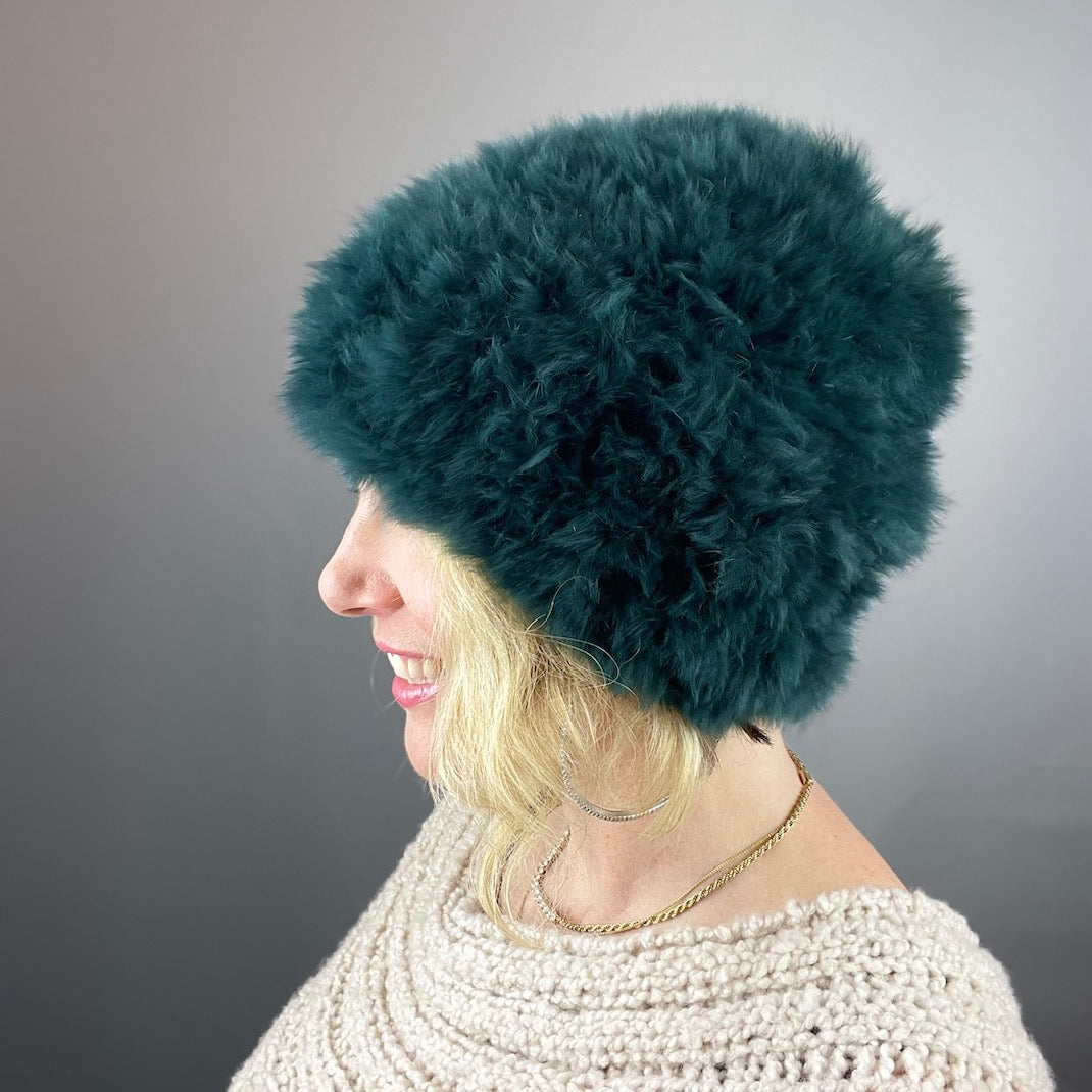 Rabbit Fur Hat Knitting Kit Furaz Rabbit Fur Yarn, Aurora 8 & Knitti