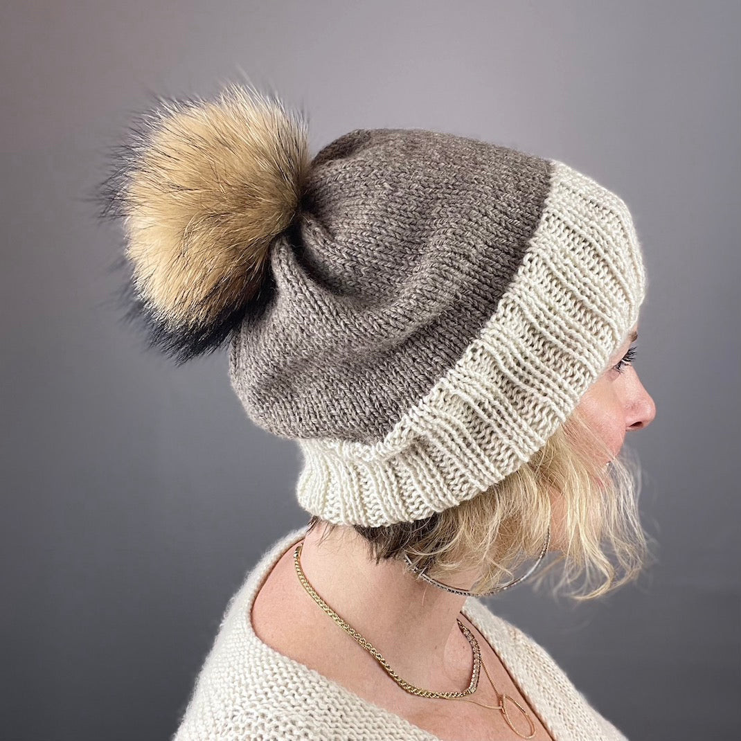 mYak Two Color Slouch Hat mYak Baby Yak Medium Knitting Pattern (#