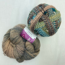 Load image into Gallery viewer, Botanic Shawl Knitting Kit | Jade Sapphire Angelwing & Zauberball Crazy