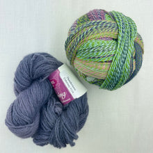 Load image into Gallery viewer, Botanic Shawl Knitting Kit | Jade Sapphire Angelwing & Zauberball Crazy
