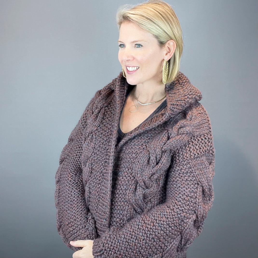 Jessie Hooded Cardigan Knitting Kit | Mirasol Ushya & Knitting