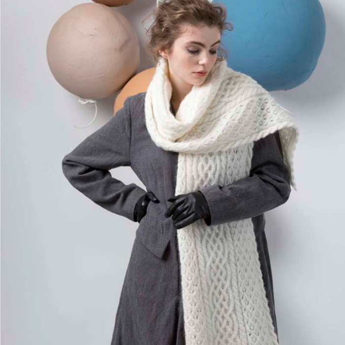 Cabled Stole Knitting Kit | Lang Yarns Malou Light & Knitting Pattern (247-56)