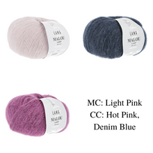 Load image into Gallery viewer, Crochet Colorblock Blanket Kit | Lang Yarns Malou Light & Crochet Pattern (253-01)