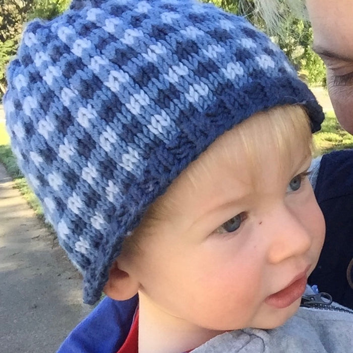 Fair Isle Gingham Hat Knitting Kit | Karabella Aurora 8 & Knitting Pattern (#091)