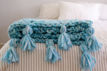 Load image into Gallery viewer, Snuggle Up Tassel Blanket | Knit Collage Sister