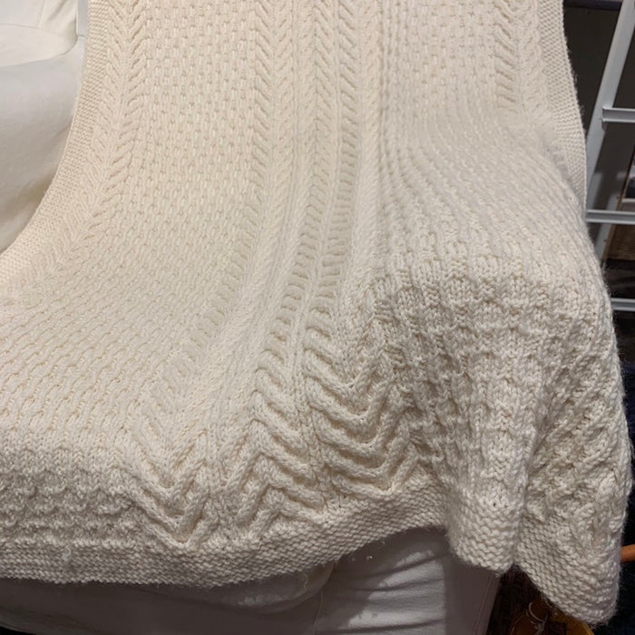 Staghorn Cable & Waving Rib Blanket Knitting Kit | Ella Rae Cashmereno Aran & Knitting Pattern (#065, 070, 070B)