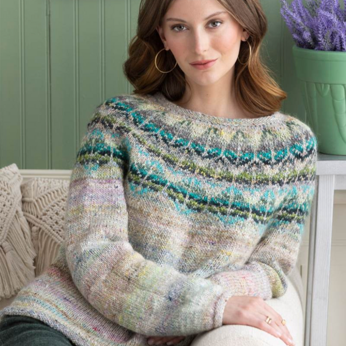 Tadmor Fair Isle Pullover Knitting Kit | Noro Silk Garden & Knitting Pattern