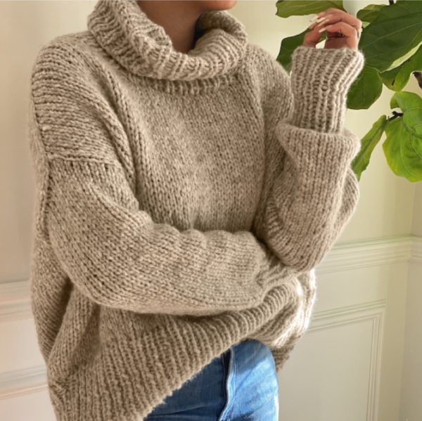 Slouchy Fine Knit Turtleneck Sweater