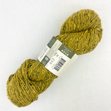 Load image into Gallery viewer, A mustard yellow skein of Queensland Kathamandu Aran tweed yarn
