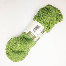Load image into Gallery viewer, A bright green skein of Queensland Kathamandu Aran tweed yarn
