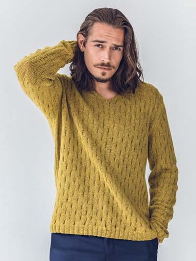 Design 08 Men's Pullover Knitting Kit | Lana Grossa Cashmere 16 Fine & Knitting Pattern (08-19)