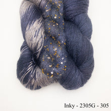 Load image into Gallery viewer, Wendy&#39;s Woven Scarf Kit | Handmaiden Camelspin, Artyarns Beaded Mohair &amp; Sequins, Artyarns Merino Cloud &amp; Weaving Pattern (#436)
