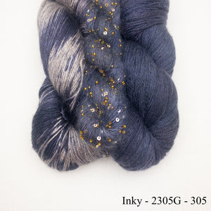 Wendy's Woven Scarf Kit | Handmaiden Camelspin, Artyarns Beaded Mohair & Sequins, Artyarns Merino Cloud & Weaving Pattern (#436)