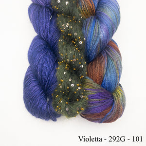 Wendy's Woven Scarf Kit | Handmaiden Camelspin, Artyarns Beaded Mohair & Sequins, Artyarns Merino Cloud & Weaving Pattern (#436)