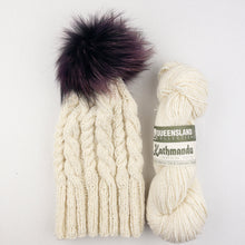 Load image into Gallery viewer, Cabled Tall Hat with Pompom Knitting Kit | Queensland Kathmandu Aran &amp; Knitting Pattern (#253)
